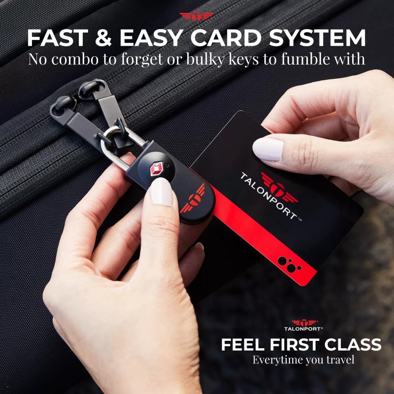 Talonport Keyless TSA Approved Luggage Locks with Lifetime Card Keys