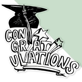'Graduation Congratulations' Clear Sticker Decal – Waterproof Film for Windows, Cars, Walls & Crafts, XL (460mm) (DC00039164)