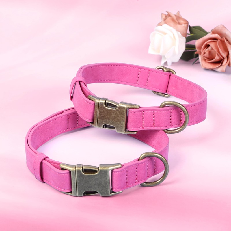Jumpress Soft Leather Dog Collar for Small Medium Large Dogs,