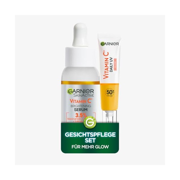 Garnier Gesichtspflege-Set f√ºr mehr Glow und mit LSF 50+, Mit