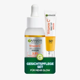 Garnier Gesichtspflege-Set f√ºr mehr Glow und mit LSF 50+, Mit Vitamin C Serum und get√∂ntem Sonnenschutz-Fluid, Gegen dunkle Flecken und f√ºr strahlende Haut, SkinActive, Daily UV, 1 x 2-teiliges Set