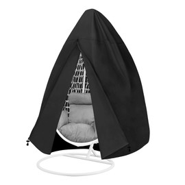 Easy-Going Patio Egg Chair Cover, UV Resistant Waterproof Swing Hanging Egg Chair Cover with Zipper, Outdoor Wicker Single Seat Egg Chair Cover, Black