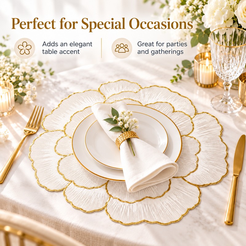 Flower-Shaped Placemats for Dining Tables – 6 Piece Decorative Floral