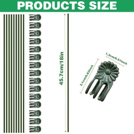 10Pcs Plant Support Stakes with 15pcs Plant Clips, Bendable Plant Stakes Plant Sticks Help for Support Tall and Thrive, Plant Stakes for Outdoor and Indoor Plants, Plant Support Clips Set(Green)
