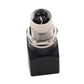 HangTon Ethernet Adapter M12 8 pin X-Coded Female to RJ45 Jack for Network Switch Industrial Machine Control Automation Sensor Encoder, CAT5e CAT6 1Gbps Speed, Waterproof