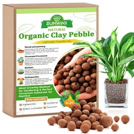 Sunwinx 4 LBS Natural Leca Clay Pebbles for Plants- 4-16mm Expanded Clay Leca Balls for Indoor Plants, Hydroton Clay Pebbles for Plants Hydroponic & Aquaponics Growing, Orchids, Drainage, Terrarium