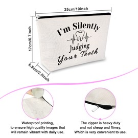 Dentist Gift Dental Gift for Women Makeup Bag Appreciation Presents for Dental Assistant Hygienist Cosmetic Bag Graduation Thank You for Her Birthday Retirement Keepsake Travel Cosmetic Pouch