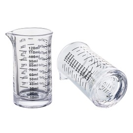 Ackers Shot Glass Measuring Cup 4 Ounce/120ML Liquid Heavy High Espresso Glass Cup Black Line,V-Shaped Spout(Pack of 2)