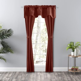 Ellis Curtain Lisa Solid 58" x 15" Lined Scallop Valance, Red