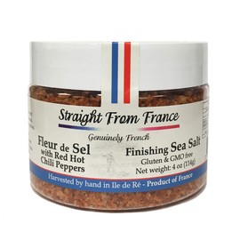 Straight from France Fleur De Sel French Sea Salt Finishing Salt (4oz with hot pepper)