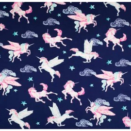 100% Cotton Flannel Fabric Sold by The Yard 1 Yard = 36 in. Length (Pegasus Unicorn Navy)