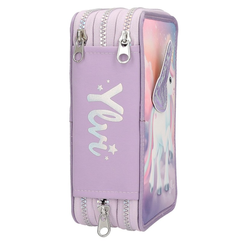 Depesche 13417 Ylvi 3 Compartment Pencil Case with Appliqué Wings