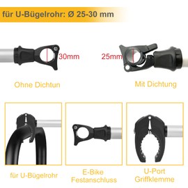 Frame holder, 1 pack, 25 cm length, lockable frame mount for bicycle carriers, for U-bracket tube