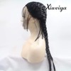 Xiweiya Long Black Double Braids Wigs Synthetic Braided Lace Front