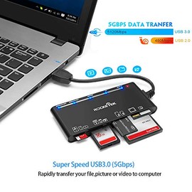 Lector multitarjeta USB3.0, SD/TF/CF/Micro SD/XD/MS 7 en 1, lector de tarjetas de memoria/escritor/concentrador rápido de 5 Gbps para SD SDXC SDHC CF 