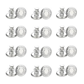 12 Sets Jean Buttons Pins Adjustable Reusable Jean Buttons Pins No Sew Pants Button Replacement Clips Jean Button Tightener