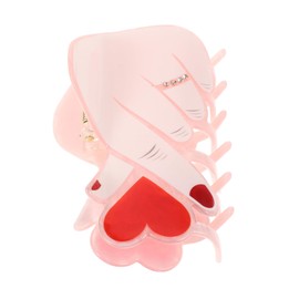 Healvian Valentine's Day Heart Hair Claw Clips Pink Acrylic Hair Jaw Clips for Women Strong Hold Valentine's Day Accessory for Parties Weddings and Daily Wear