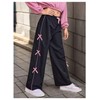WDIRARA Girl's Bow Side Waist Track Pants Cute Wide Leg
