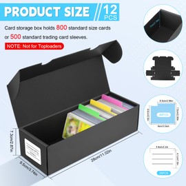 HIMOMO 12 Pack Trading Card Storage Box, 9600+ Count Cardboard Storage Box with Cards Dividers & Labels, Bulk Card Storage Boxes Sports Storage Cases for Basketball Trading Collection Organizer