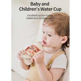 Oberni Learning Cup with Straw, Baby Drinking Bottle from 6 Months, Children's Drinking Cups, Leak-Proof, Dishwasher Safe, BPA-Free, PPSU, 300 ml, Pink, Pack of 1