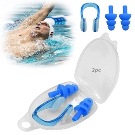 Charming Decor Nose Clip, Nose Plug, Set of 2, For Swimming, Kids, Adults, One Size Fits Most, Anti-Shedding, Reusable, Comfortable, Unisex, Suitable for Beginners to Swimming, Storage Case Included (BLUE)