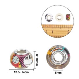 NBEADS 54 pieces European beads, 8 styles, large hole acrylic rhinestone spacer beads, polymer clay, European beads for DIY crafts, bracelets, necklaces, jewellery making