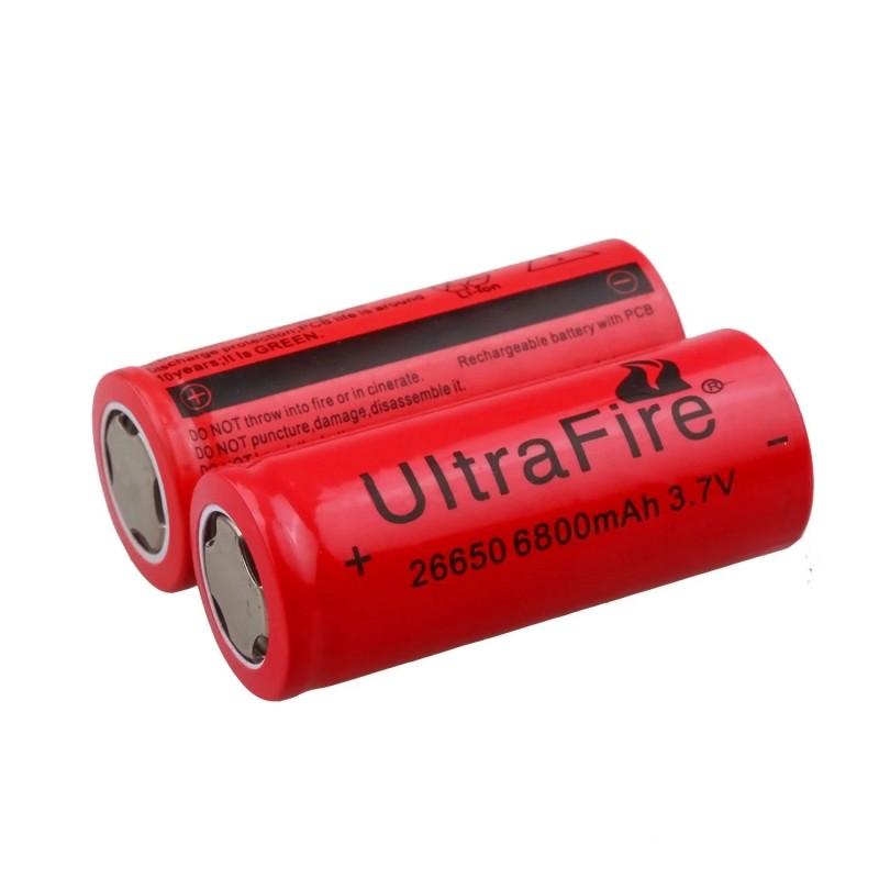 UltraFire 4pcs 26650 Battery UltraFire Rechargeable 3.7V Flat Top Batteries