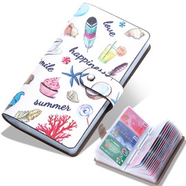 RFID Credit Card Holder, Leather Business Card Organizer with 96 Card Slots, Credit Card Case for Managing Your Different Cards and Important Documents to Prevent Loss or Damage (Delicious Food)