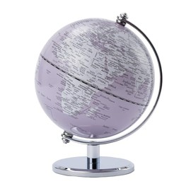 Globe with 13 cm Diameter - Gagarin - Chrome-plated Metal Base - Movable Axle - Light Purple, White - TROIKA Original
