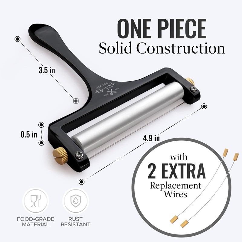 Zulay Kitchen Stainless Steel Wire Cheese Slicer - Adjustable Hand