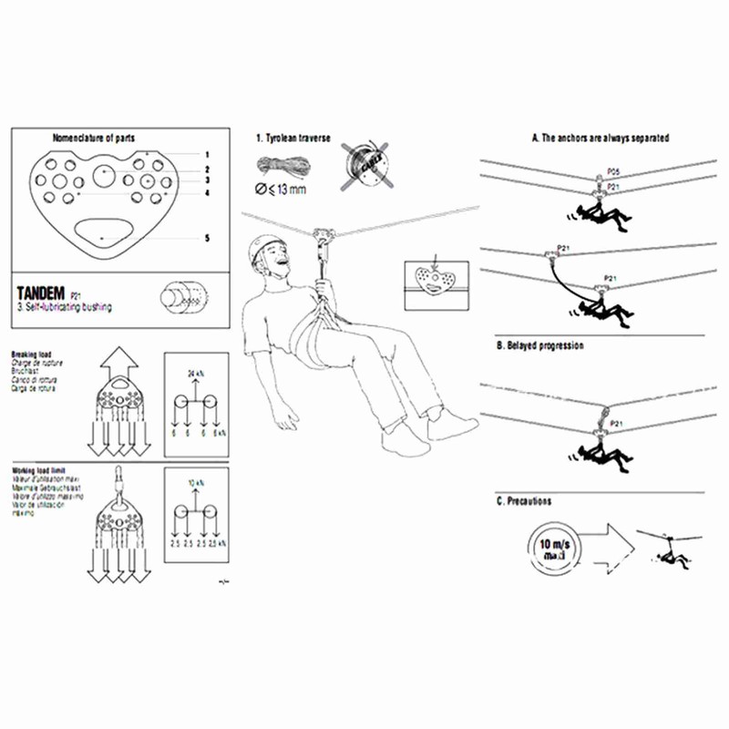 30KN Dual Pulley Zip Line Rescue Cable Trolley Outdoor Rock