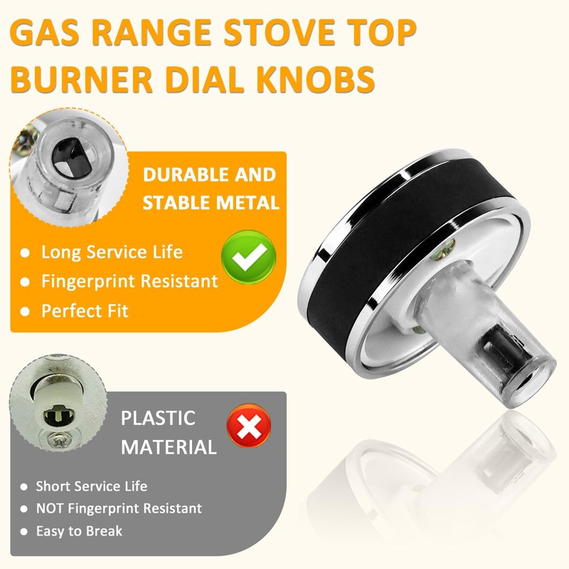 MIFLUS WB03X24360 Gas Stove Knob Stainless Steel Compatible for G-E