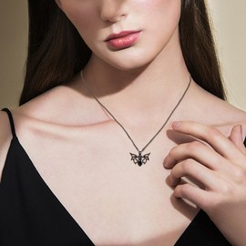 VENACOLY Bat Necklace 925 Sterling Silver Bat Pendant Necklace Gothic Bat Jewellery for Women