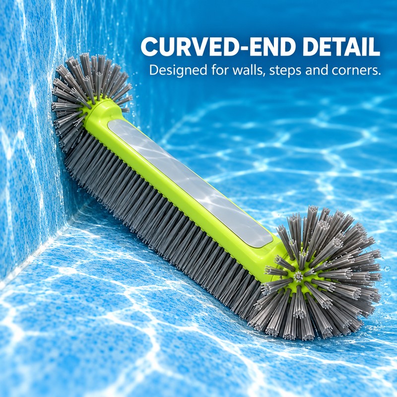 17.5 Inch Pool Brush Head, 7-Row Nylon Bristles with Rounded
