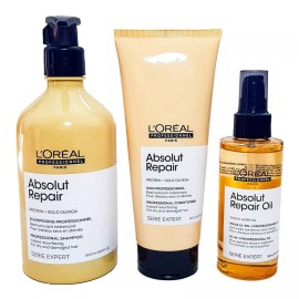 Loreal Absolut Gold Repair Shampo + Acondicionador + Aceite