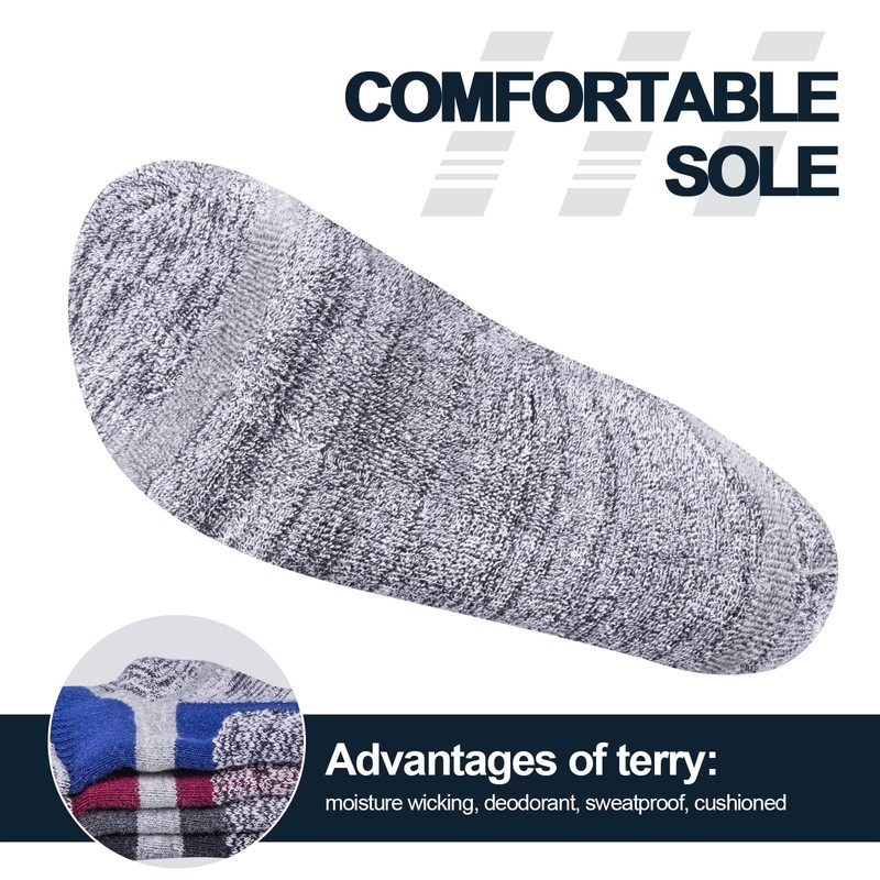YUEDGE Mens Thick Cotton Crew Socks Mosture Wicking Work Boot