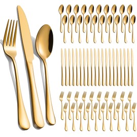 60-Pcs Gold Silverware Set - Stainless Steel Flatware Cutlery Set Service for 20, Mirror Polished Gold Flatware Set Include Forks Spoons Knives for Home, Wedding, Restaurant, Dishwasher Safe