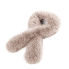 iSpchen Women's Faux Fur Scarf Fur Collar Scarf Winter Plush Warm Scarf Faux Fur Collar Scarf Winter Plush Scarf Warm Neck Warmer Khaki, khaki