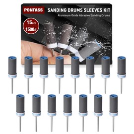 15Pcs 1500 Grit Sanding Drums Sandpaper Sticks Set with 1/8"(3mm) Shank for Dremel Rotary Tool, Suitable for Metal Rust Removal/Jade Polishing/Stone Grinding