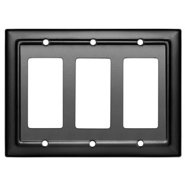 Monarch Abode 3-Gang Rocker Wall Plate, Architectural Decorator Metal Switch Wall Plate, Decorative Light Switch Cover Plate for Electrical Outlet, Matte Black