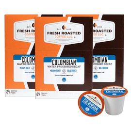Fresh Roasted Coffee, 100% Colombian Water Processed Decaf, Kosher, K-Cup Compatible, 72 Pods