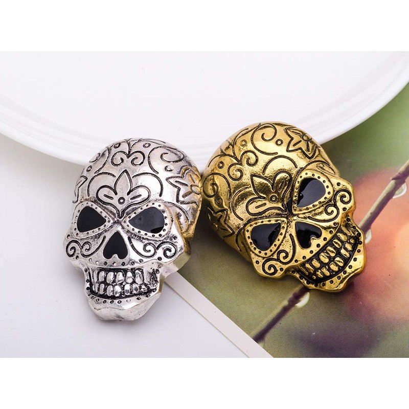 WLLAY Men Gothic Punk Skull Head Skeleton Brooch Pin For