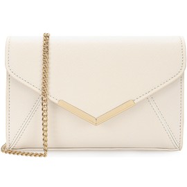 DEXMAY Women Envelope Clutch Faux Saffiano Leather Evening Handbag Foldover Clutch Bag Formal Dressy Purse Ivory