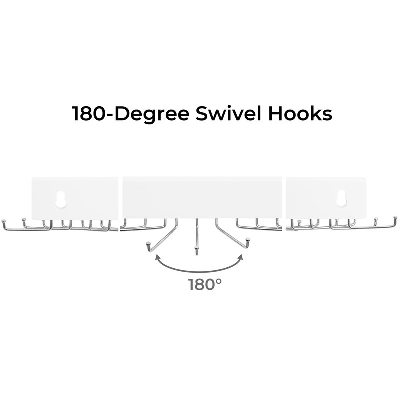 StorageWorks Tie Rack with 20 Hooks, 2-Pack Wall-Mounted Wooden Hangers