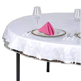 SOFINNI Clear Plastic Tablecloth Protector, Round Table Cloth Vinyl (70" Round)