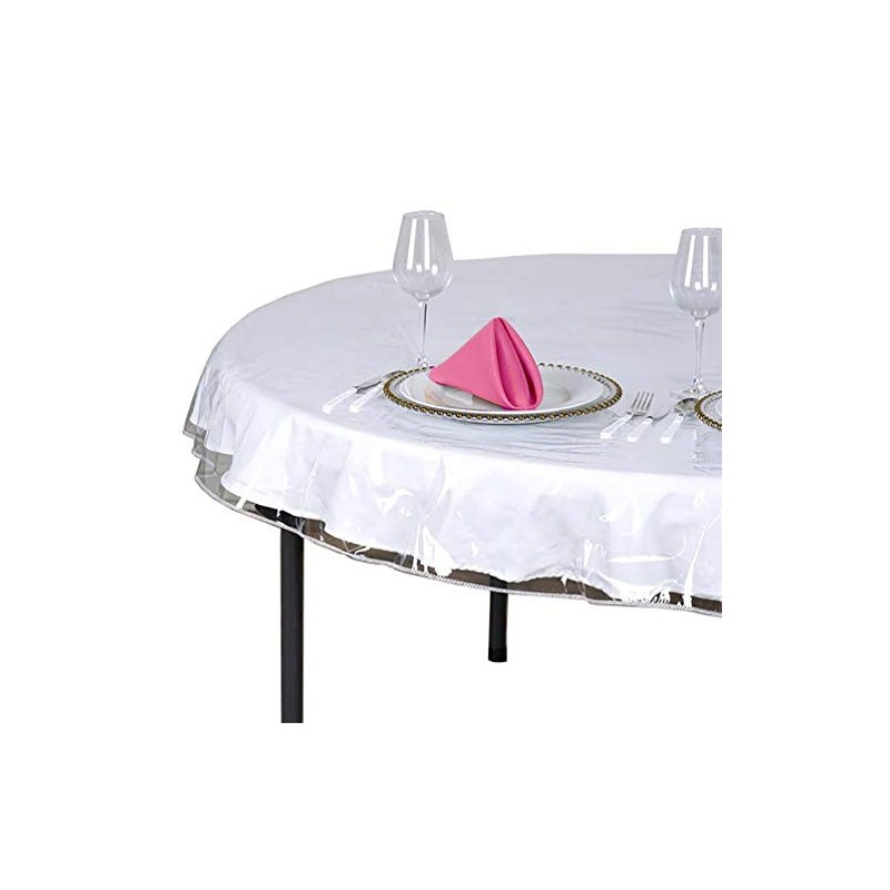 SOFINNI Clear Plastic Tablecloth Protector, Round Table Cloth Vinyl (70"