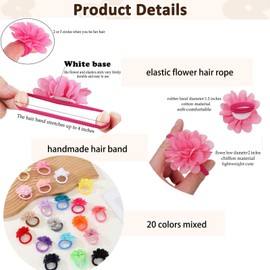 NUOSYI 20PCS 2" Chiffon Flower Baby Girls Hair Rope Cute Hair Band Accessories For Newborns Infants Toddlers Kids Women(Mixed, One size)