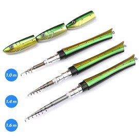 PiscatorZone Pen Fishing Pole 55 Inch Mini Pocket Rod Travel Set for Ice Fly Sea Saltwater Freshwater 1.4m