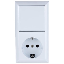 REV 0510156777 PlanoLuxe Surface-Mounted On and Off Switch with Socket, White