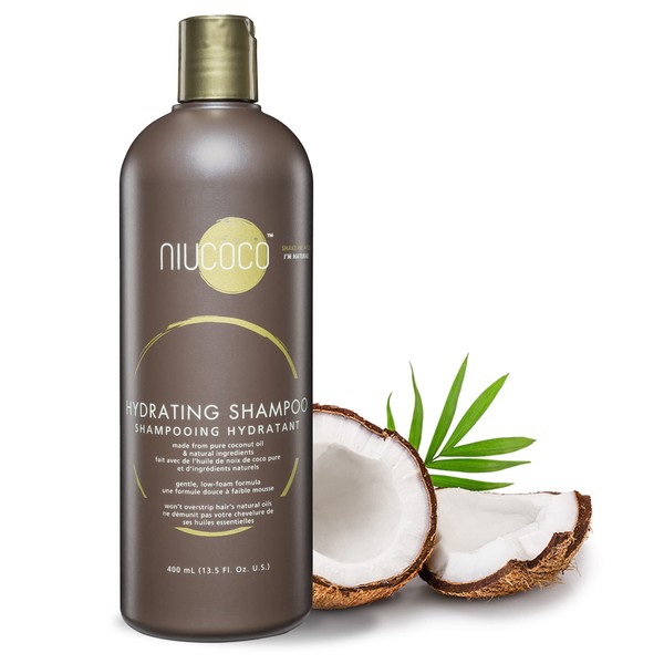 NIUCOCO Natural Coconut Oil Hydrating Shampoo (400ml) | Chemical Free Moisturizing Dandruff Formula for Dry, Damaged, Hair & Scalp | Safe on Color Treated Hair | Professional Salon Quality